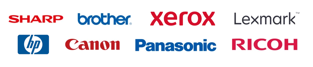 Authorized commercial copier fleet featuring Canon, Xerox, and Ricoh models for rent in the Dallas 75202 business district near McKinney Avenue.