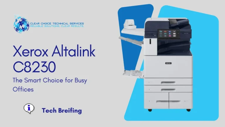 Xerox AltaLink C8230 multi-function printer featuring a 10.1-inch tablet-like interface and high-capacity trays at 1717 McKinney Avenue, Dallas, TX.